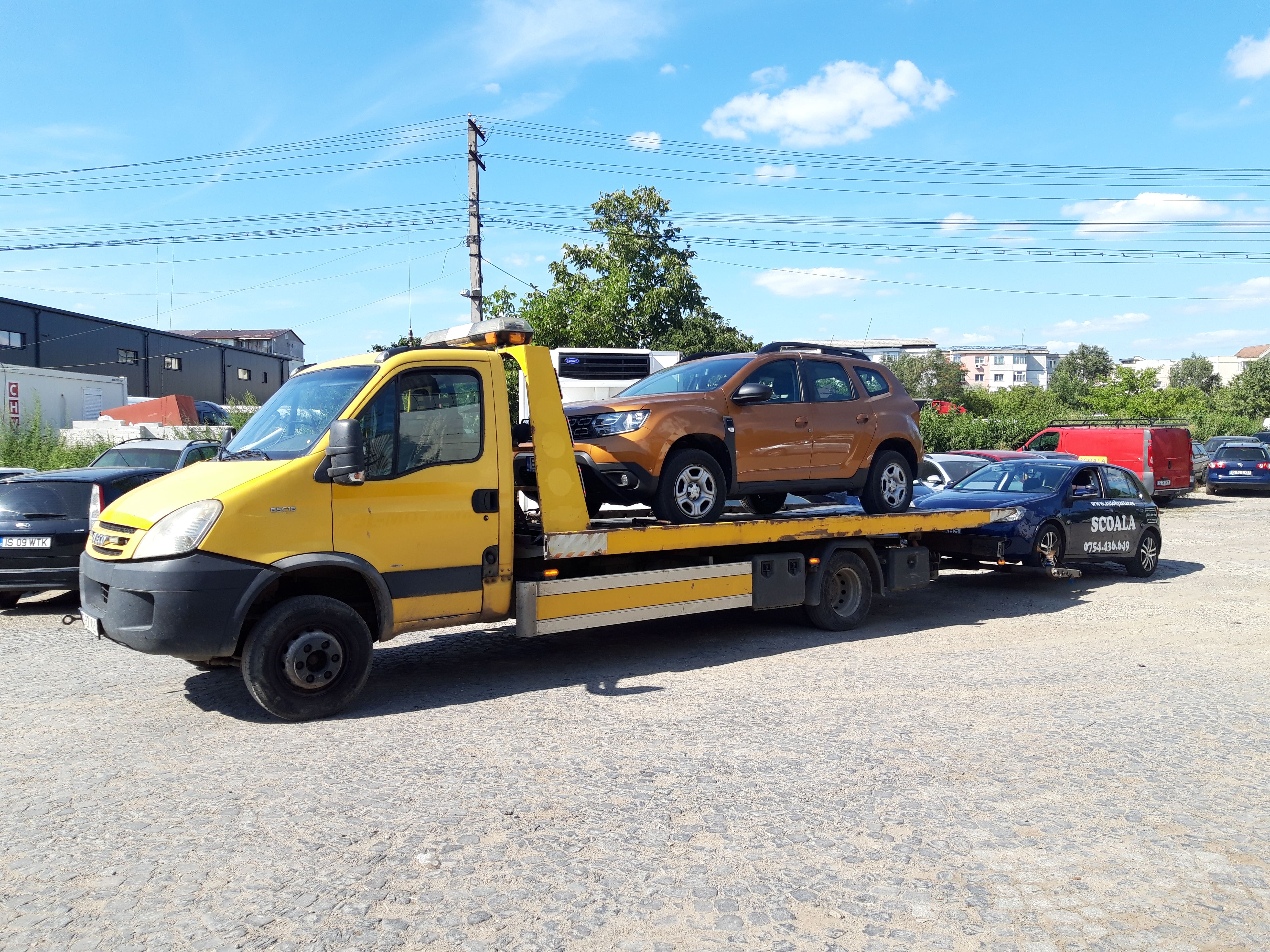 Transport pe platformă auto — vehicul neînmatriculat Iași
